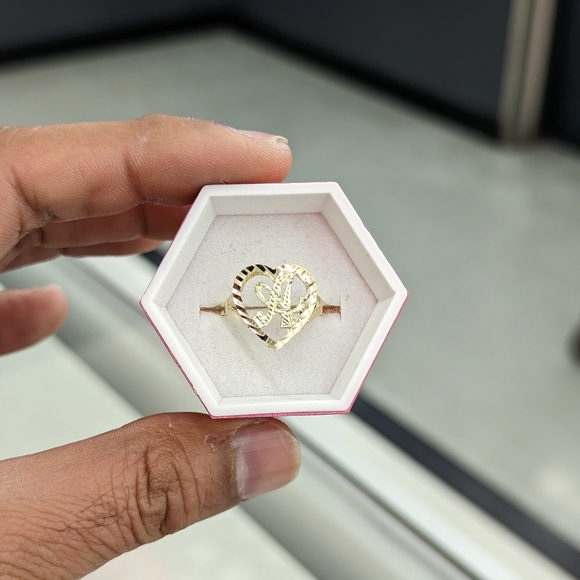 10kt Real Gold Heart Ring letter A